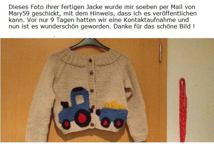 Raglan- Kurz- und Langarmjacke  Gestrickt in 3 Größen