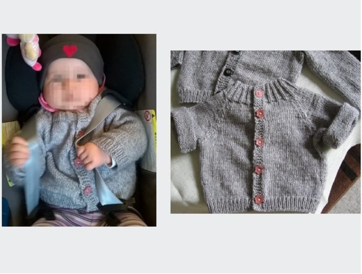 Raglan- Kurz- und Langarmjacke  Gestrickt in 3 Größen