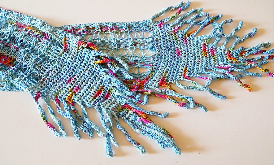 Strickmuster Sommerschal mit gehäkelten Enden "Boho in Soho"