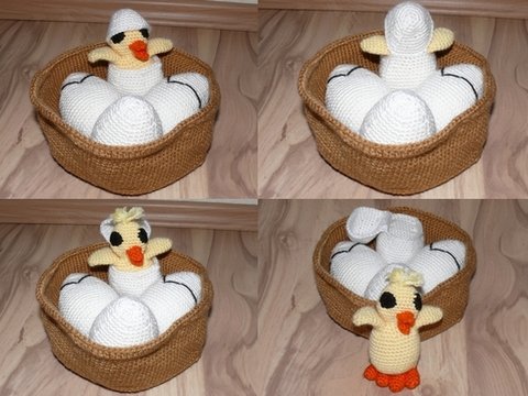 Häkelanleitung Osterkörbchen mit Küken & Eiern