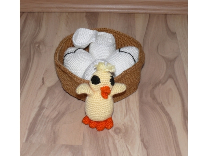 Häkelanleitung Osterkörbchen mit Küken & Eiern