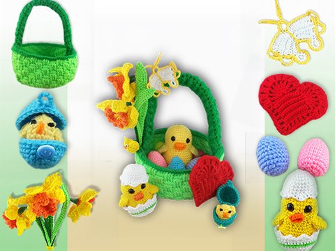 Osterkörbchen voller Geschenke- Häkelanleitung