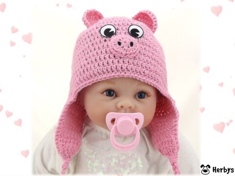 Häkelanleitung Babymütze "Glücksschweinchen"