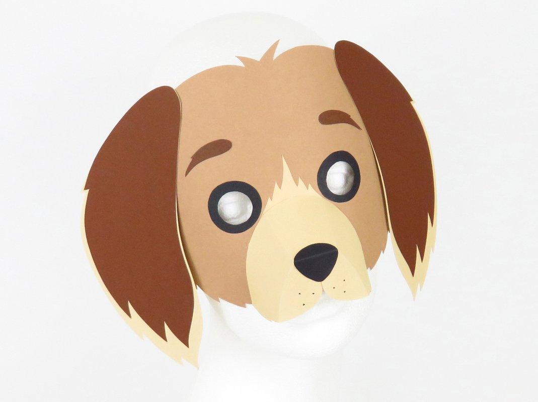 Halbmaske – Hund – Bastelanleitung und Vorlagen