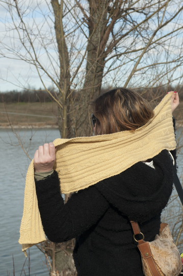 Strickmuster für gerippten Schal mit Zöpfen "Built on Sand"