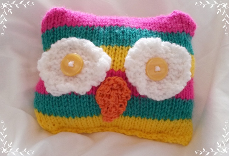 Strickanleitung Eule Schmusekissen 6x12 cm für Mädchen und Jungen