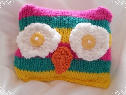 Strickanleitung Eule Schmusekissen 6x12 cm für Mädchen und Jungen