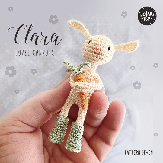 Clara liebt Karotten - Häkelanleitung Amigurumi Hase Miniatur