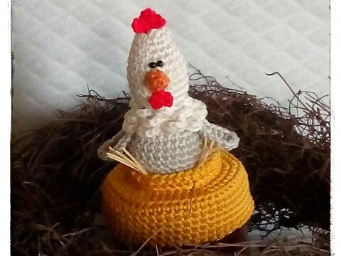 Häkelanleitung Henriette die Henne / Deckelbezug für Marmeladenglas / Dekobezug für Bonbonglas 