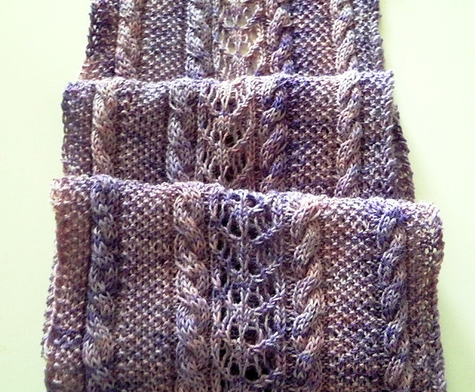 Lace and Cables Scarf Knitting Pattern "Alpine Roses"