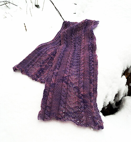 Lace and Cables Scarf Knitting Pattern "Alpine Roses"
