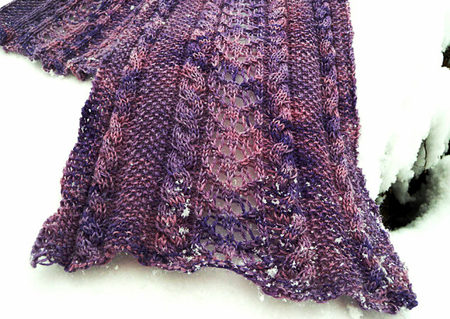 Lace and Cables Scarf Knitting Pattern "Alpine Roses"