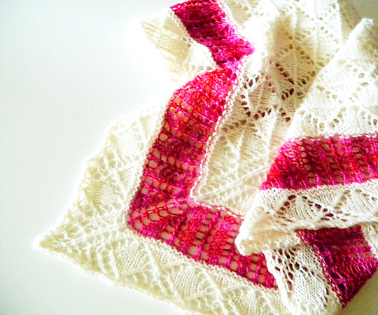 Lace Shawl Knitting Pattern in two colors "But Snow White Fairer is than You"