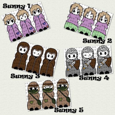 Cutting files Sunny: Knight, Mink, Beduine, Girl and Poor