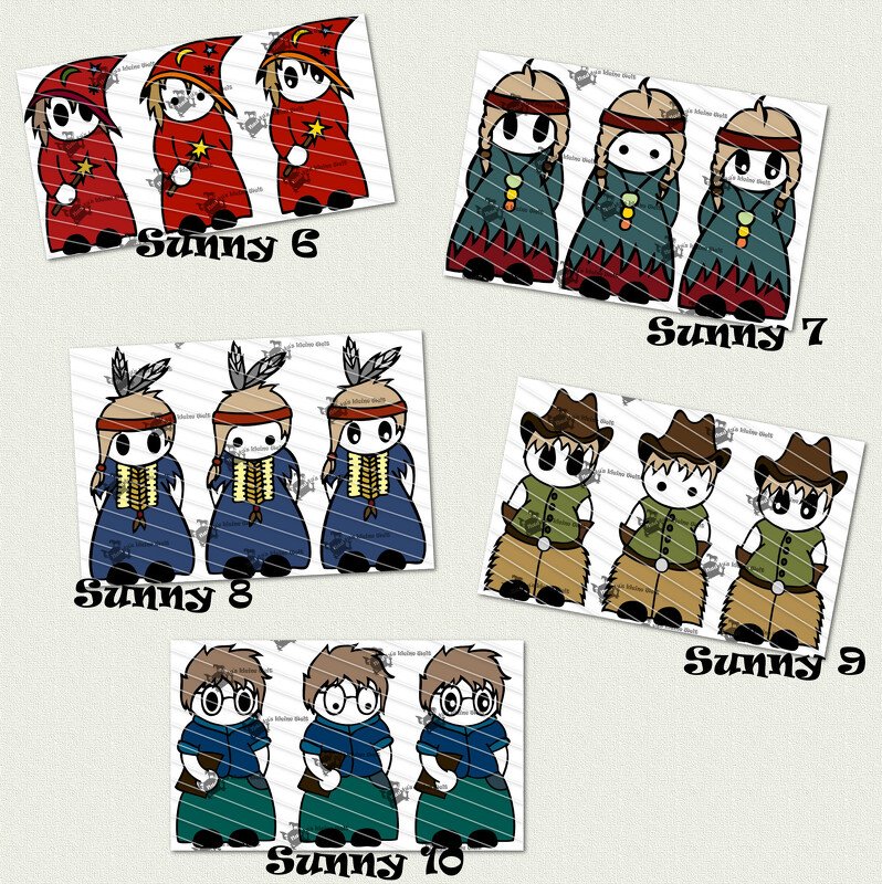 Cutting files Sunny: Wizard, Native American, Cowboy, Apprentice - Plotting