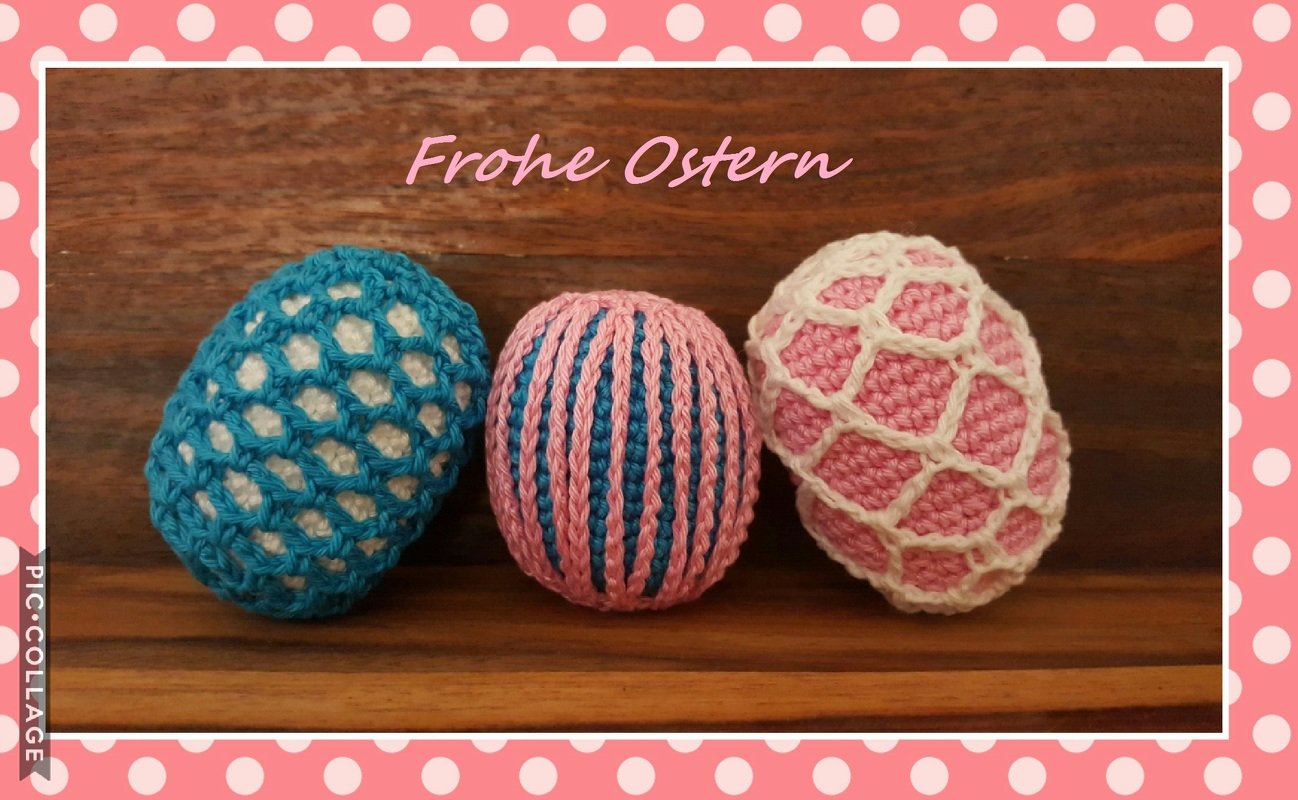 bunte Ostereier mit Netzmuster