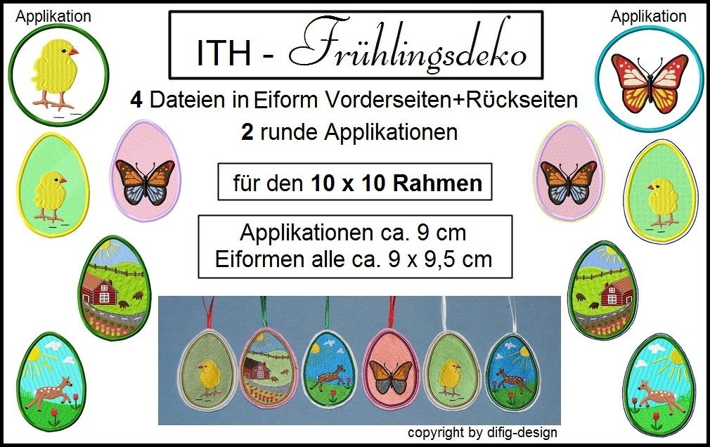 Ith Stickdatei Frühlingsdeko für den 10x10 Rahmen
