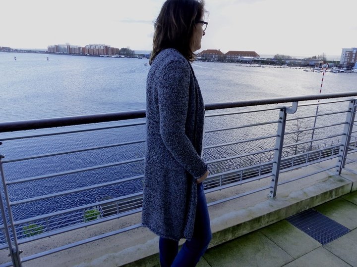 Graue Longjacke aus Bändchengarn, E-Book, S - XL