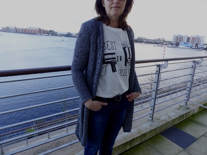 Graue Longjacke aus Bändchengarn, E-Book, S - XL