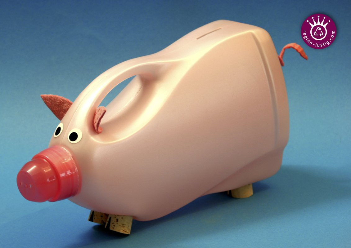 Das Weichspülerflaschen-Sparschwein, Upcycling