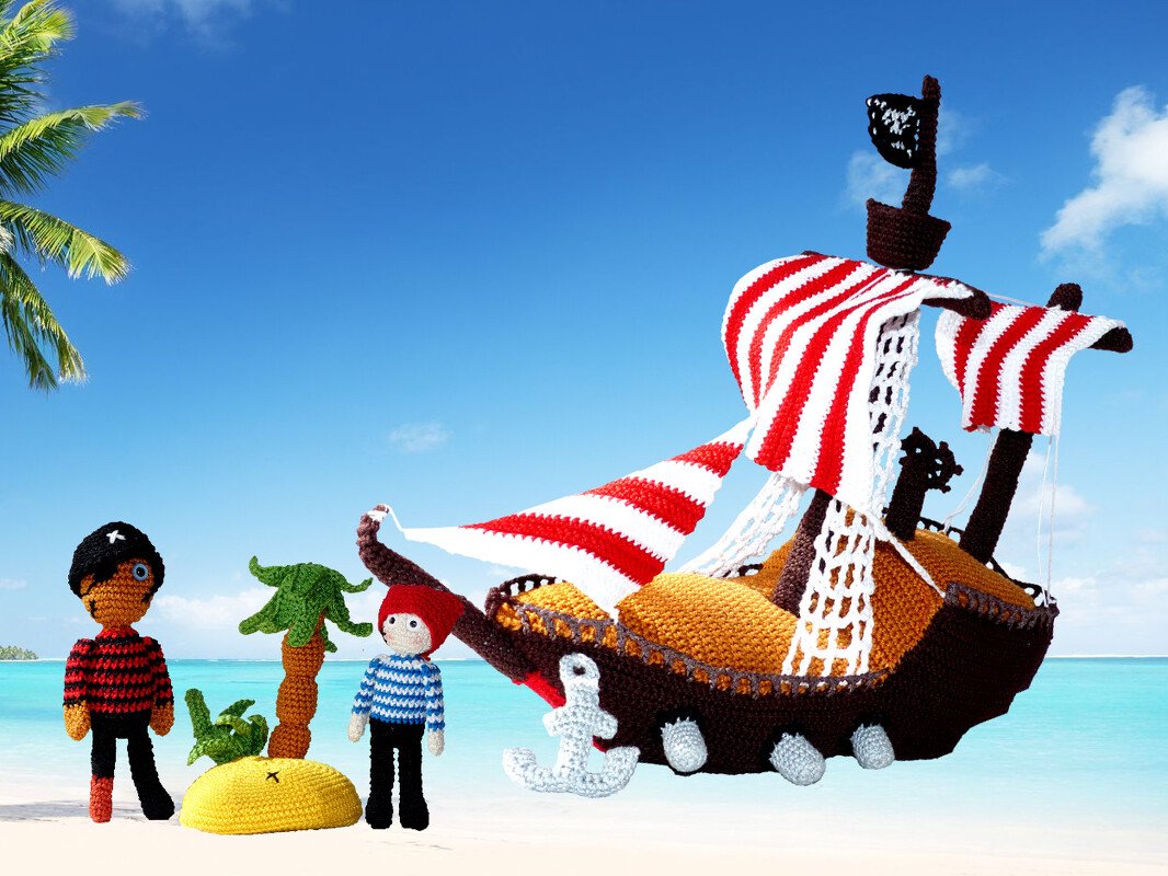 DIY Häkelanleitung: Piratenschiff und Figuren für Kinder