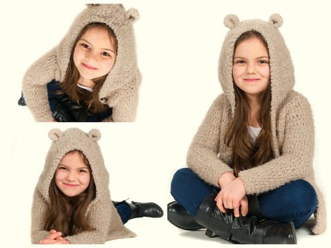 - MELLY - Softmantel, Teddymantel, ab Baby - Plus-Size häkeln, RVO Raglan von oben mit Kapuze und Teddyohren