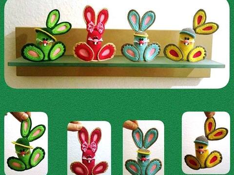 Anleitung Amigurumi „Witzige Bunte Häschen„ 8 cm ohne Ohren 14 cm mit Ohren