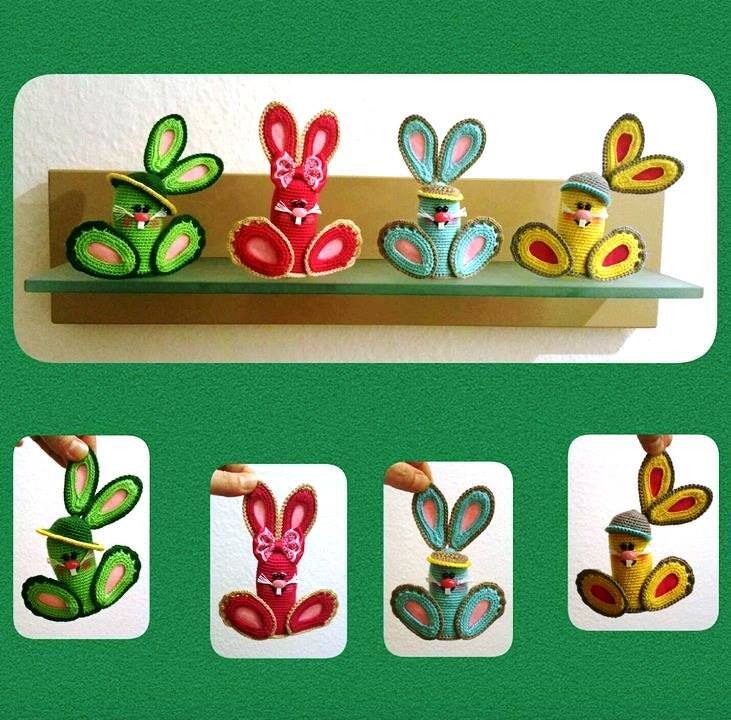 Anleitung Amigurumi „Witzige Bunte Häschen„ 8 cm ohne Ohren 14 cm mit Ohren