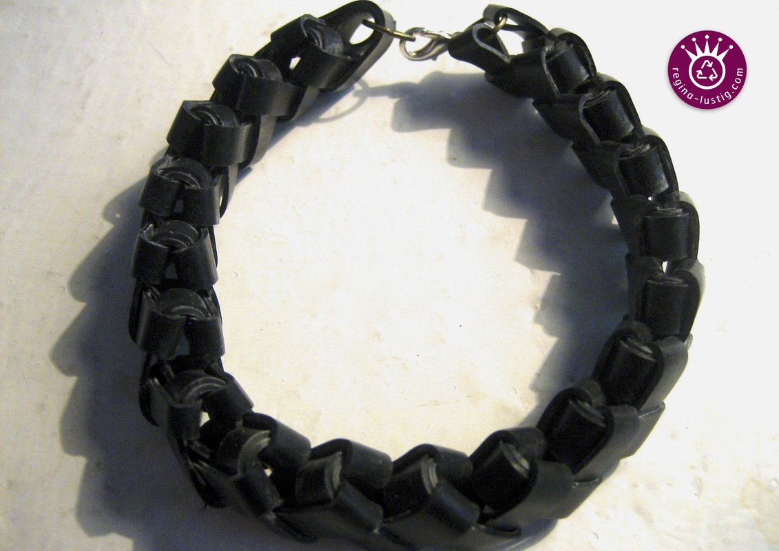 Zick-Zack Armband und Kette aus Fahrradschlauch, Upcycling