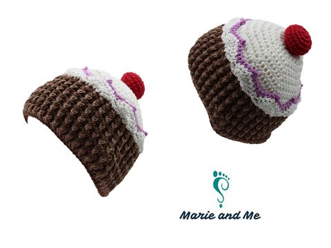 Cupcake-Mütze gehäkelt