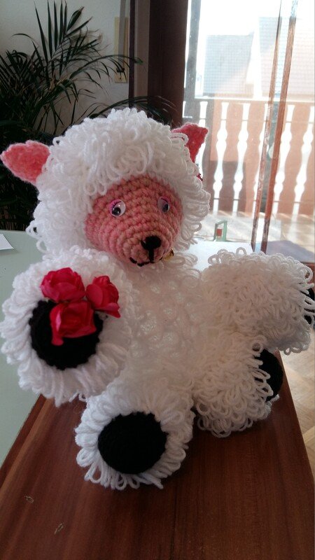 Gehäkelte Lamm Lampe mit Led , Deko und Nachtlicht in einem