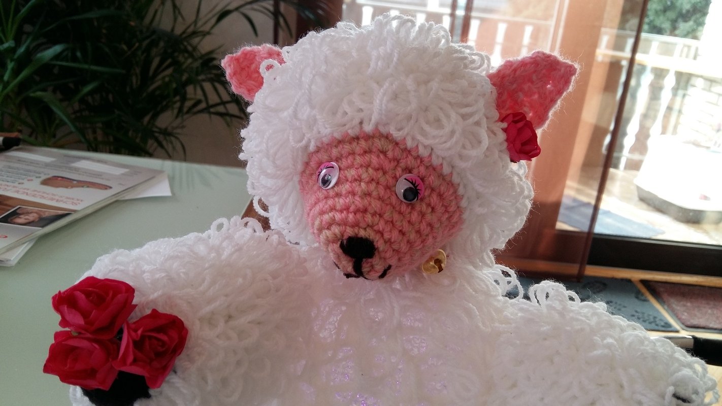 Gehäkelte Lamm Lampe mit Led , Deko und Nachtlicht in einem - Bild 2