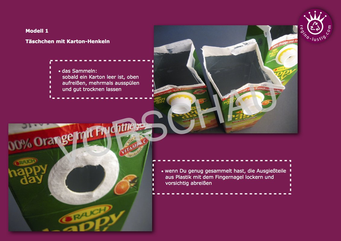 Täschchen aus Getränkekartons, Upcycling