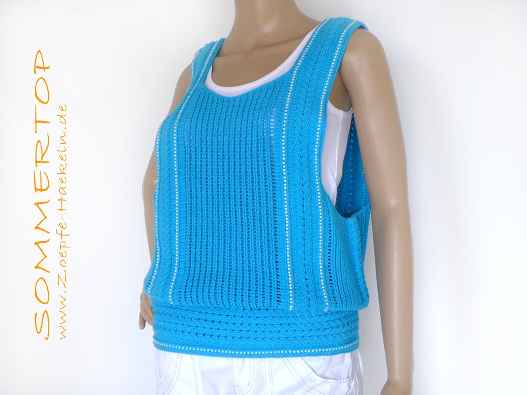 Mod. 016 - Häkelanleitung - Sommertop mit Zopfmuster