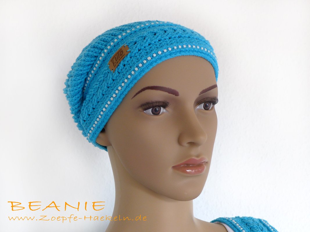 Mod. 017 - Häkelanleitung - Beanie mit Zopfmuster
