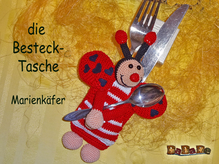 Besteckhalter Marienkäfer, nicht nur zu Ostern - gehäkelt von Dadade
