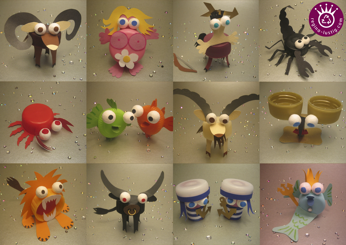 12 Sternzeichen-Figuren PET-Stars Sammelband, Upcycling