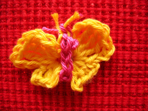 Handgehäkelter Schmetterling - Positive Unterstützung Puppe Mit Karte