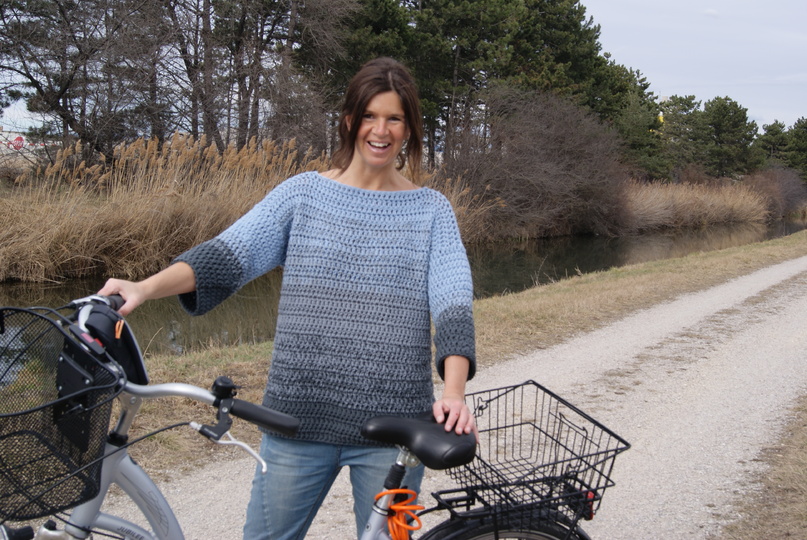 Häkel-Pullover Farbverlauf (Gr. S/M und L/XL), leicht an alle Größen anzupassen