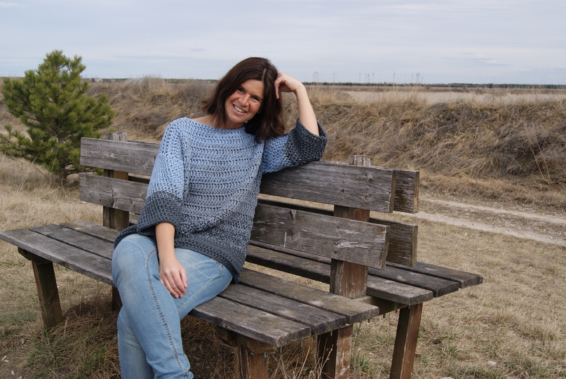 Häkel-Pullover Farbverlauf (Gr. S/M und L/XL), leicht an alle Größen anzupassen