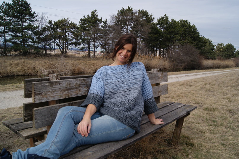 Häkel-Pullover Farbverlauf (Gr. S/M und L/XL), leicht an alle Größen anzupassen