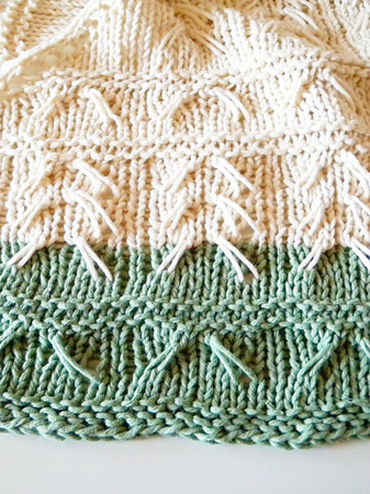 Shawl Knitting Pattern with slip stitch cables in two colors Relief
