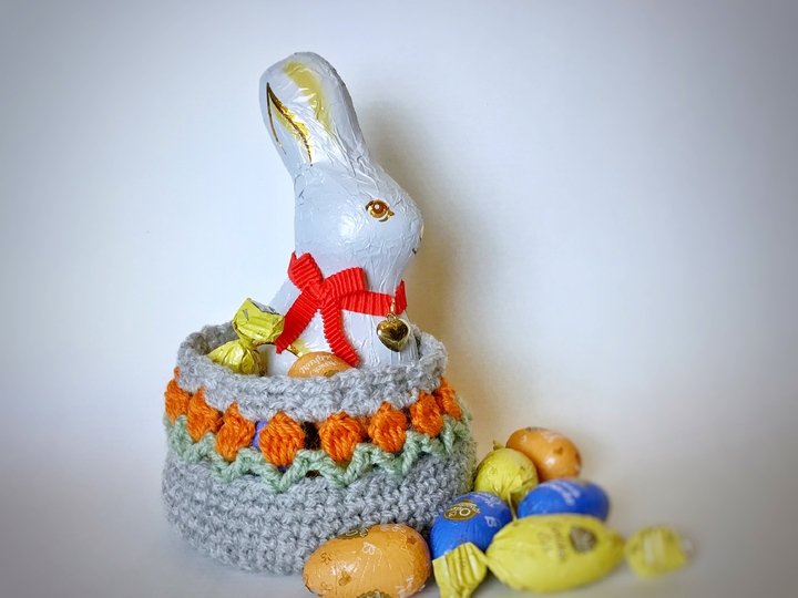 Kleines Tulpen-Körbchen, kostenlose Häkelanleitung