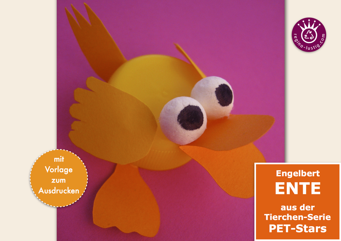 Engelbert Ente lustiges PET-Pet, Upcycling