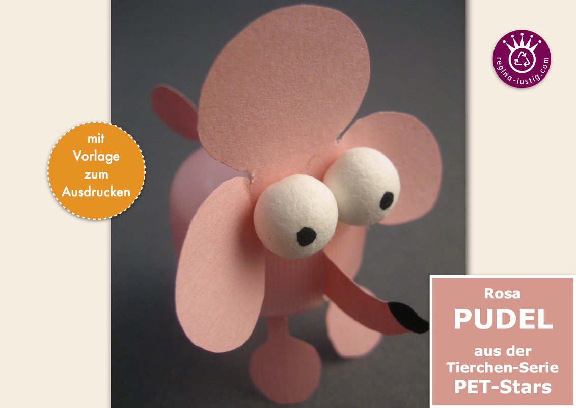 Rosa Pudel lustiges PET-Pet, Upcycling - Bild 2