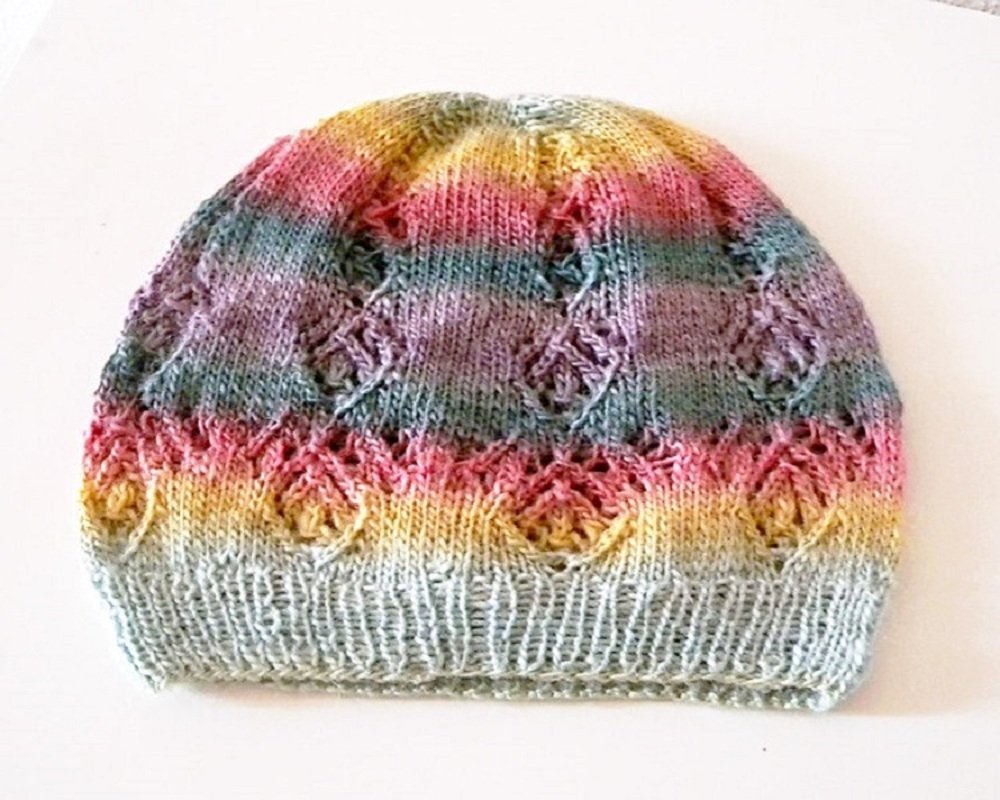 Lace hat knitting pattern "Lacy Diamonds Hat" - Image 2