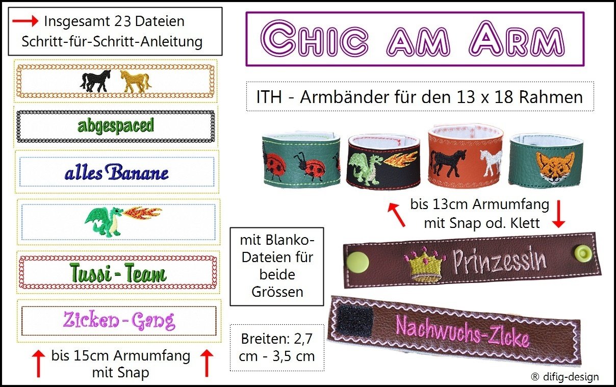 Ith Stickdatei Chic am Arm, für den 13x18 Rahmen