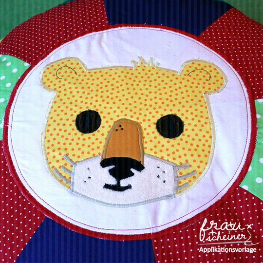 Applikationsvorlage Fuchs, Elefant, Bär, Panda, Tiger und Löwe