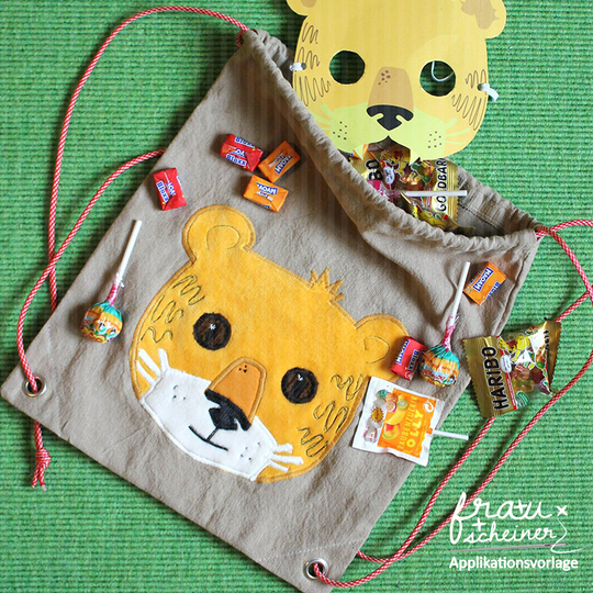 Applikationsvorlage Fuchs, Elefant, Bär, Panda, Tiger und Löwe