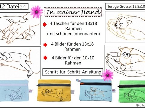 Ith Stickdateien, In meiner Hand, für den 13x18 Rahmen